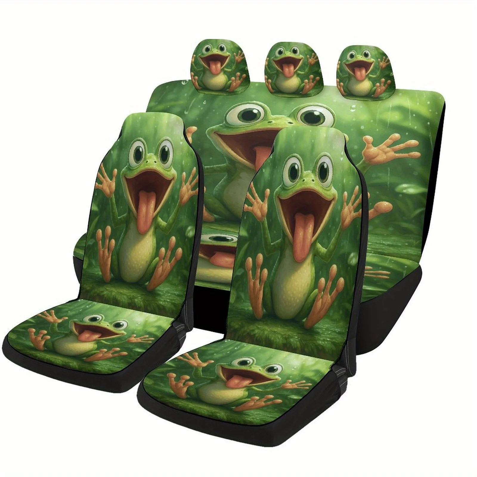 

Happy Frog Rain Designed Car Seat Cover Set For Most Cars, High-quality Comfortable Car Seat Protector Covers Full Set, Universa