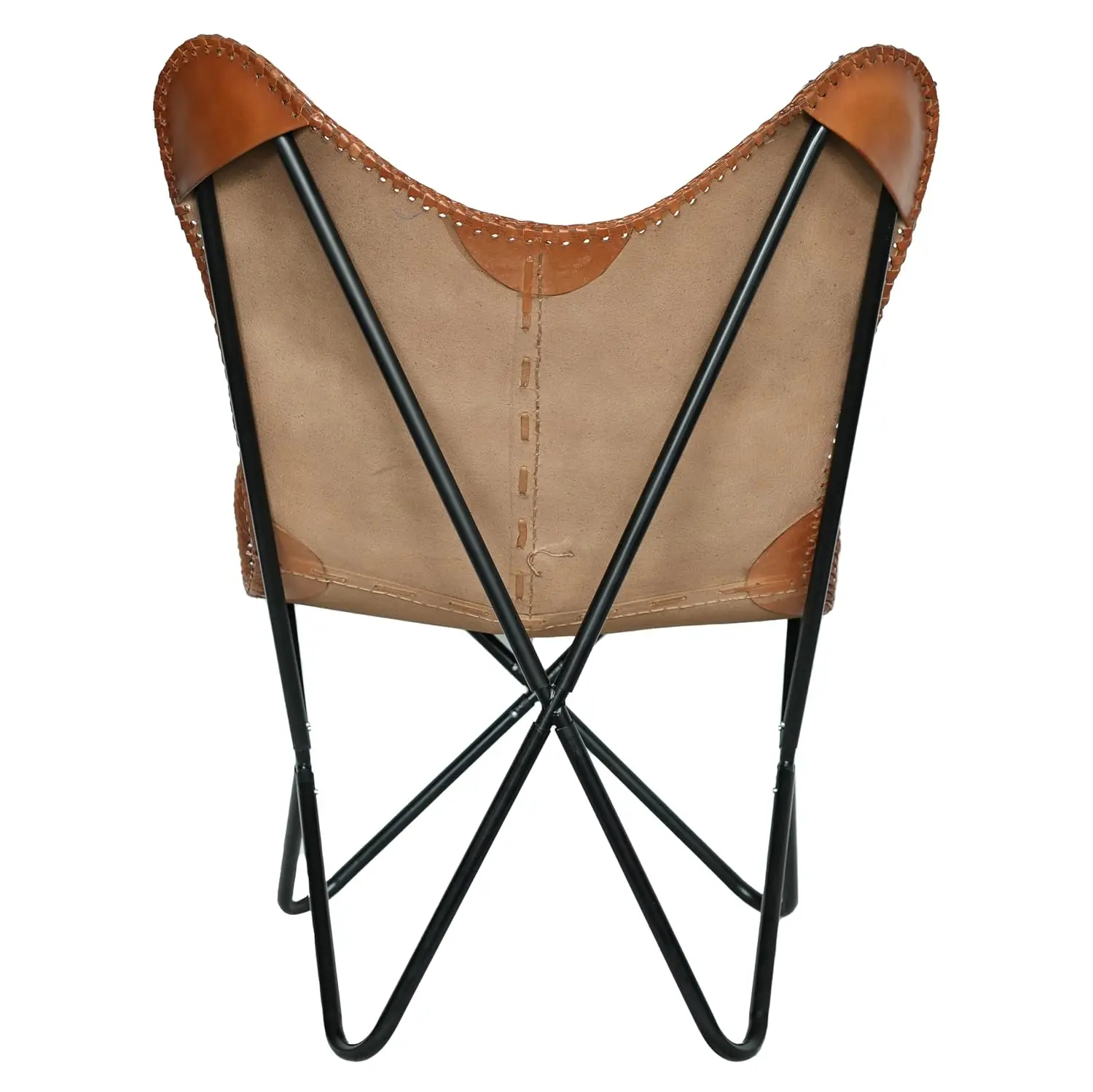 Buffalo Leather Butterfly Chair Lounge Armchair Folding Iron Frame Indoor Outdoor Living Room, Customized image 4