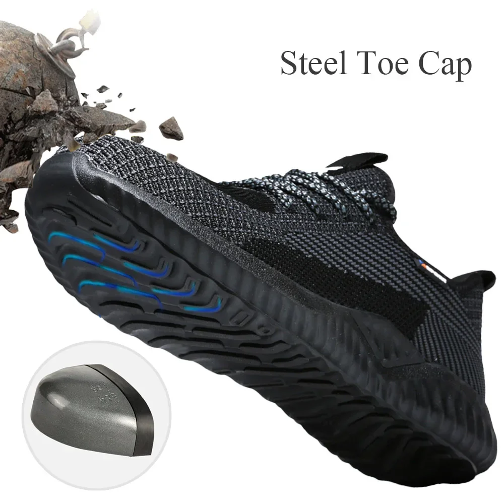 Breathable Men Safety Shoes Work Boots Steel Toe Cap Puncture-Proof Indestructible Security Shoes Light  Women Antiskid Sneakers