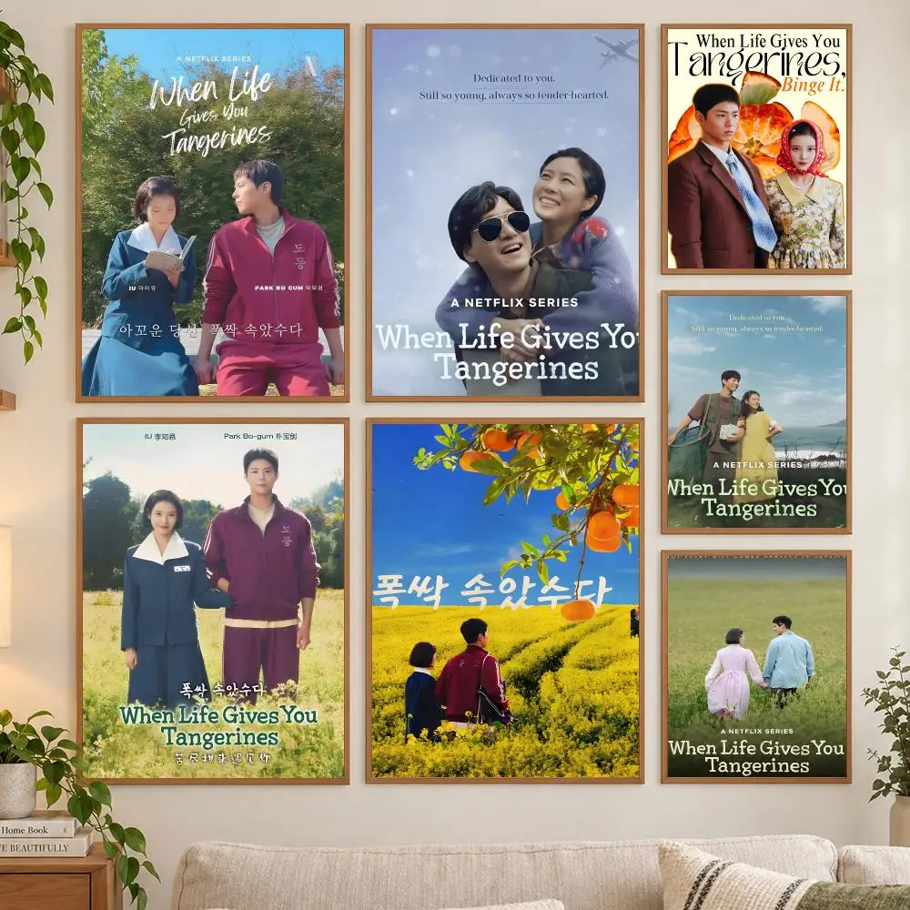 W-When Life Gives You Tangerines Poster HD art sticky wall waterproof home living room bedroom bar aesthetic decoration