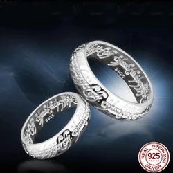 LOTR Ring 925 Sterling Silver Letters Ring Band No Chain For Men Cosplay Jewelry Accessory Birthday Christmas Gifts Size 6-13
