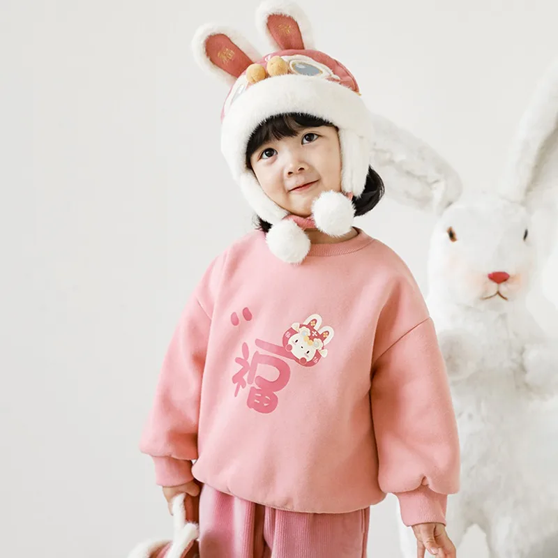 Children's Clothing Girls' Sweater New Winter Style Red Festive Coat Tang Suit Baby's New Year Clothes