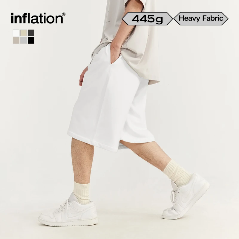 INFLATION Heavyweight Basic Shorts Men Minimalism Straight-leg Sweat Shorts Plus Size