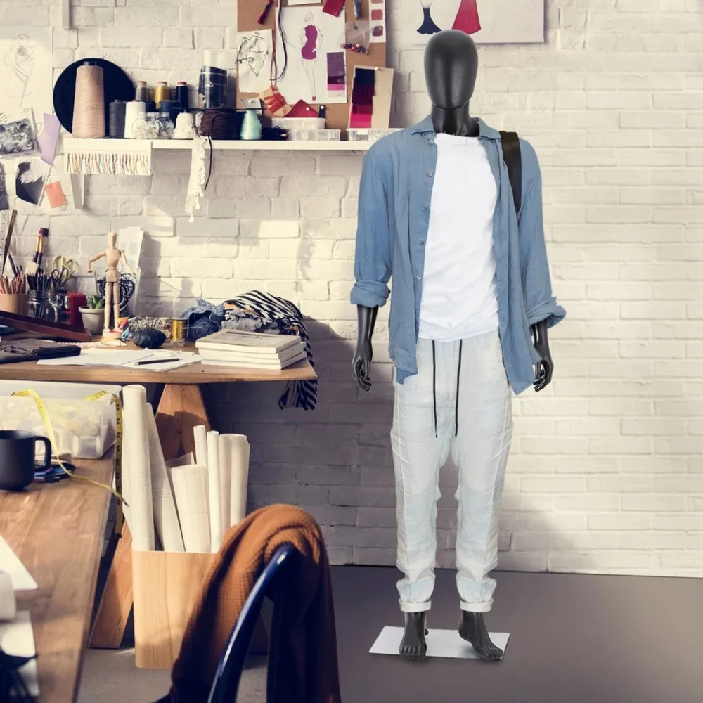 Mannequin Display Head Turns With Base,Male/Female Mannequin Body, Dress Form Sewing Mannequin Torso With Adjustable Tripod Stand, Manikin Dressmakers Dress Jewelry Display(Fabric)