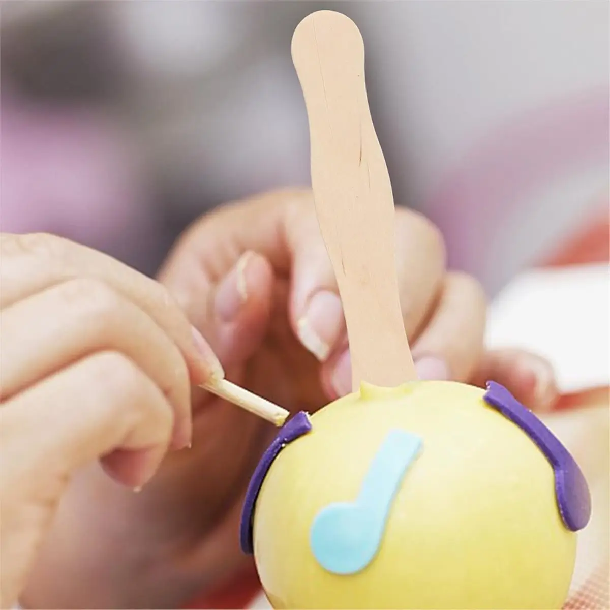 50PCS Natural Wood DIY Craft Sticks for Painting Mixing and Wedding Programs Non-Deforming Sticks for Dessert Accessorie