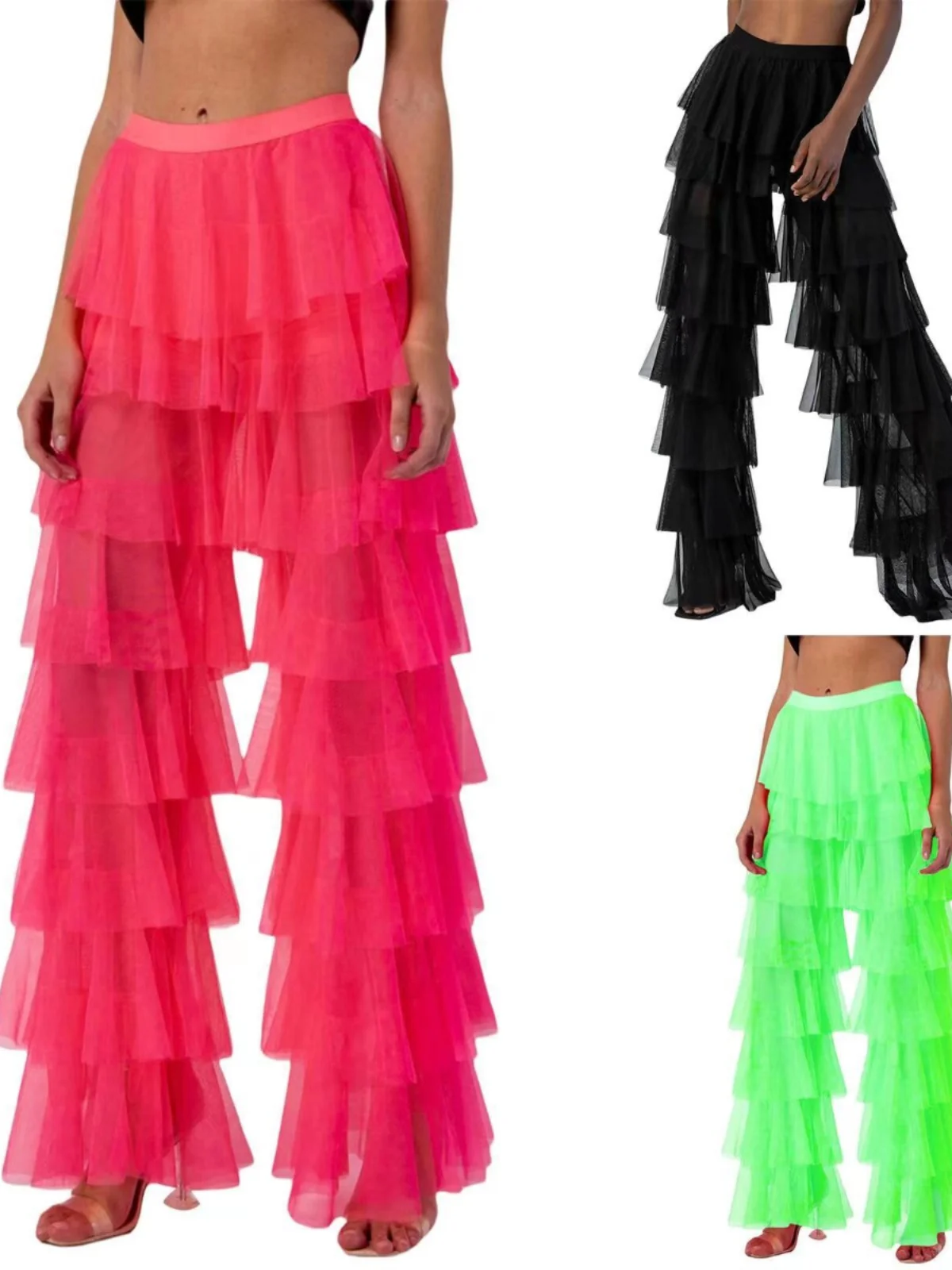 

Женские повседневные брюки с высокой талией и оборками, прямого кроя, в уличном стиле, простой дизайн, летняя коллекция