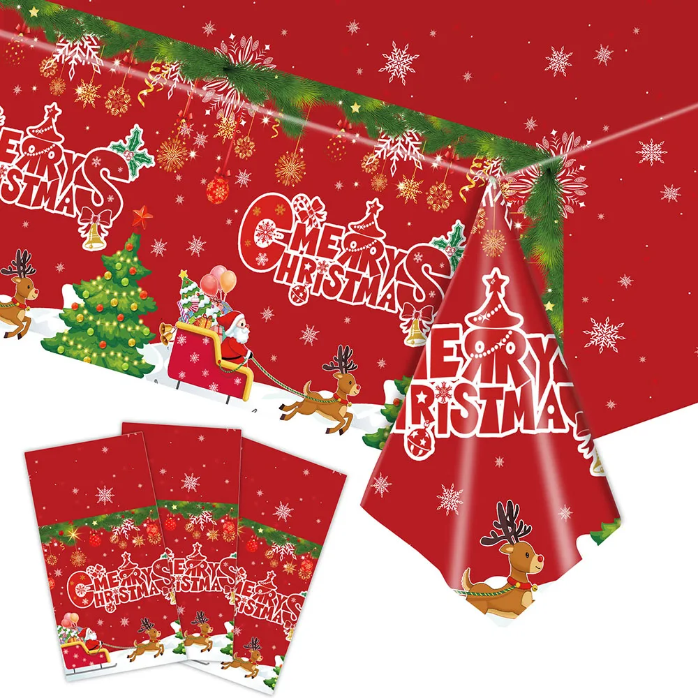 Christmas Tablecloth Santa Claus Snowman Tablecloth Christmas Decorations Xmas Disposable Table Cover New Year Party Supplies