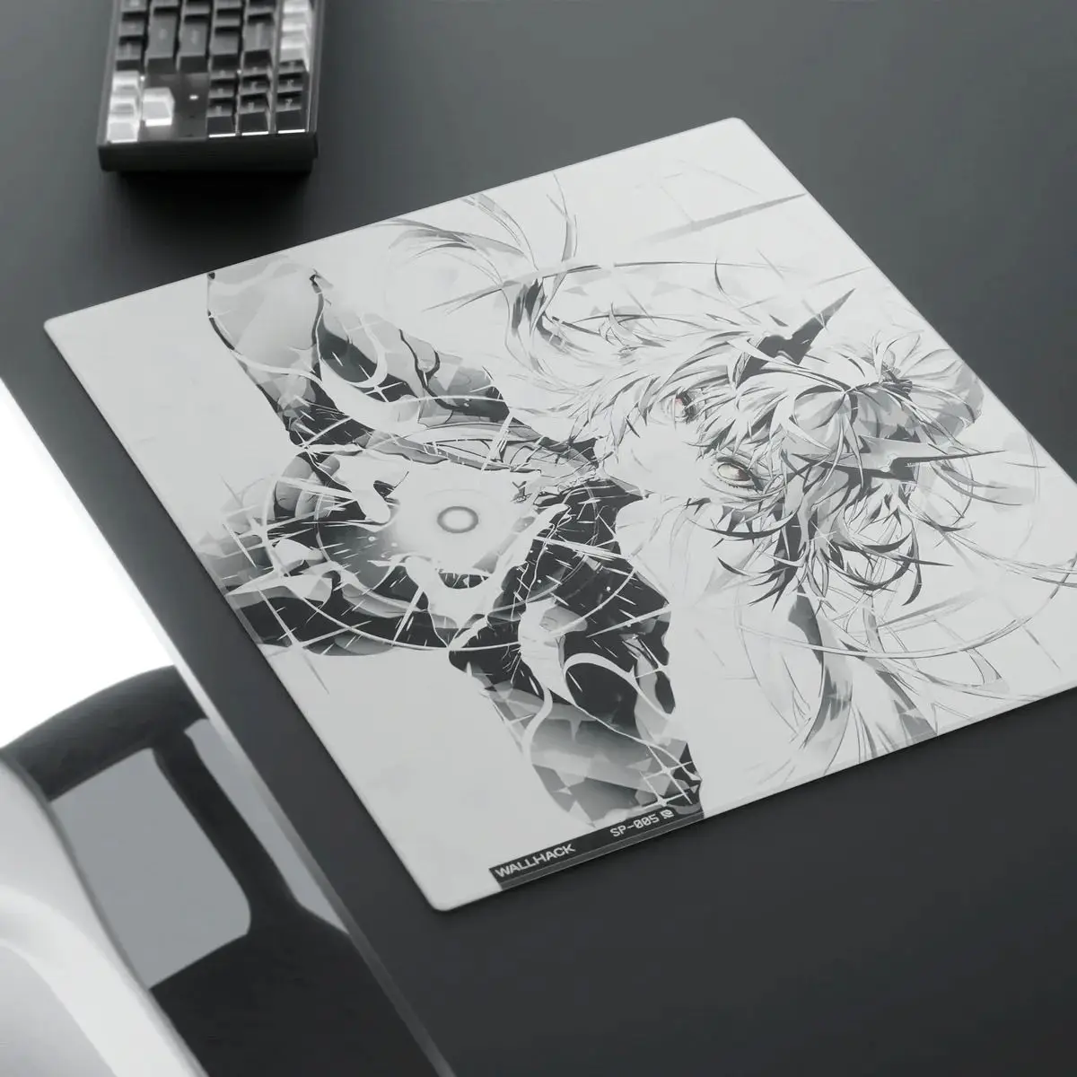 FOR W-WALLHACKS SP005 Y2K Glass Gaming Mouse Pad Anti Slip Frosted Surface Desk Mat Tempered Upgrade FPS Office Mousepad Esports