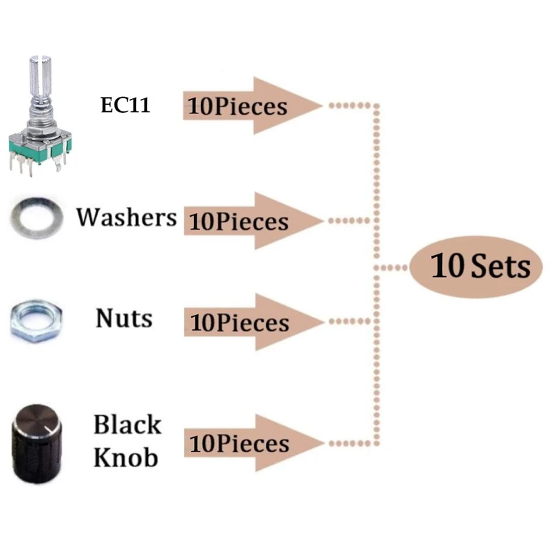 BAAJ-(7 Pin 20MM)10 PCS 360 Degree EC11 Rotary Encoder Code Switch Digital Potentiometer With Caps