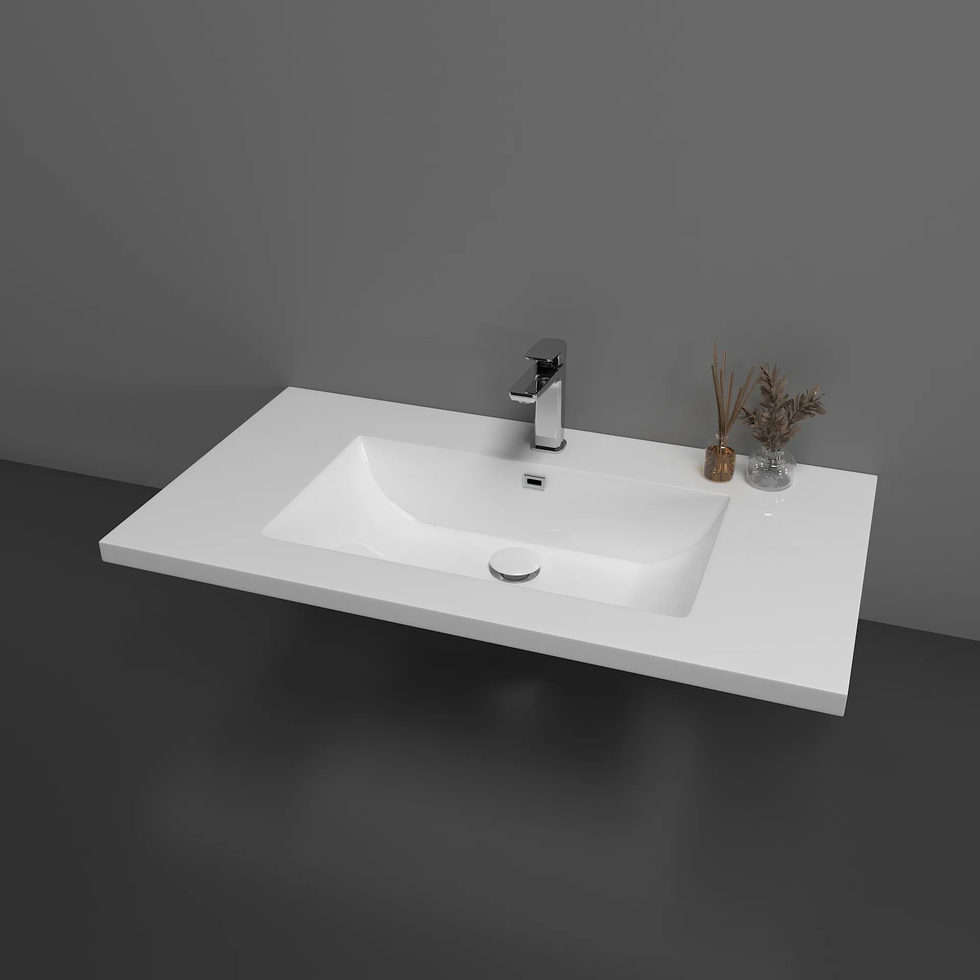 

Цельный умывальник из искусственного камня, шкаф для ванной комнаты, действительно бесшовная акриловая раковина большой емкости из кориана.