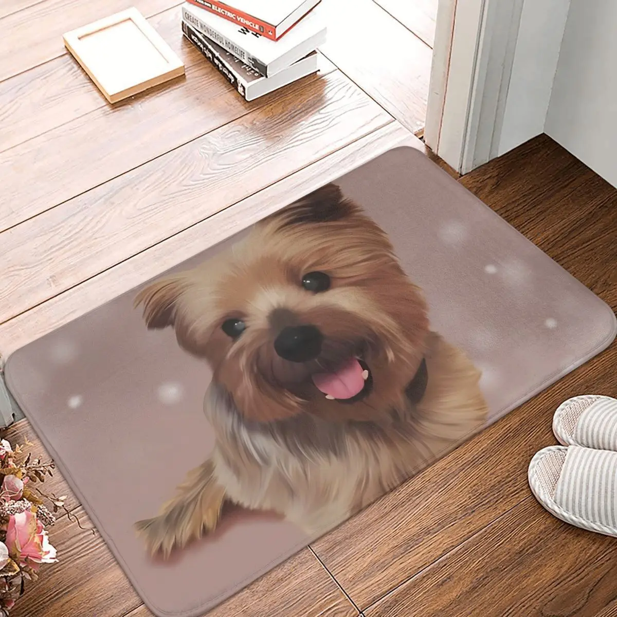 Yorkshire Terrier Bath Mat Pinkie Doormat Living Room Carpet Entrance Door Rug Home Decoration