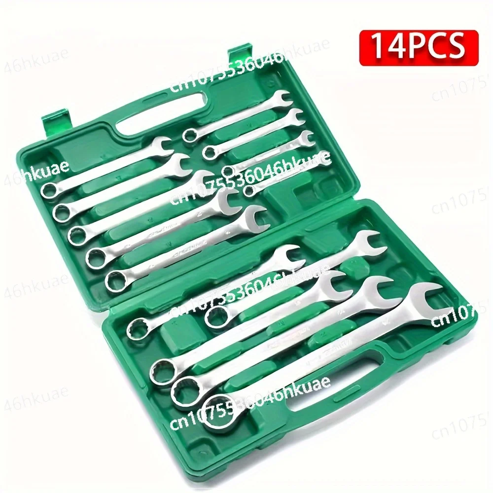 Mechanics Wrench Set Metric,14PCS Complete Combination Wrenches set.Metric 8mm to 24mm,Full Wrench Set,Dual-purpose Wrench Set