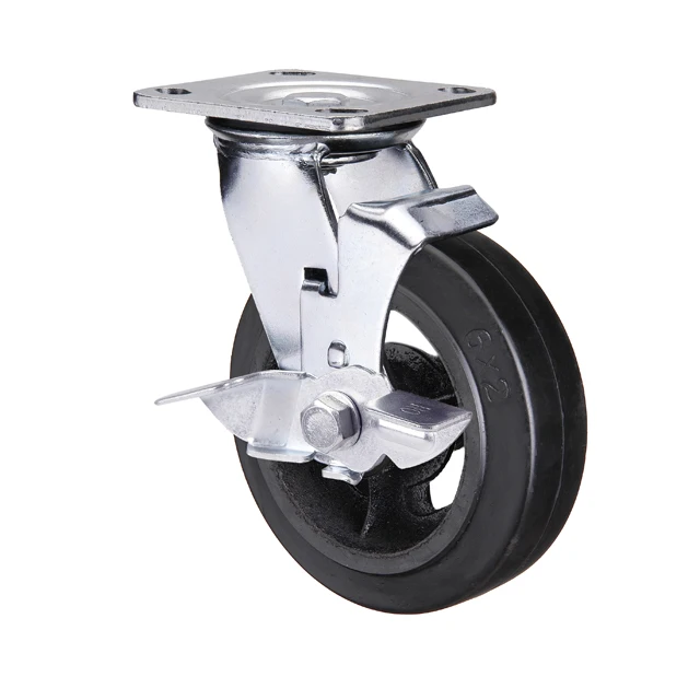 

Manufacturer products 4 5 6 8 10 Inch Rubber Trolley Castor Wheel Heavy Duty Swivel Industrial Casters with brake