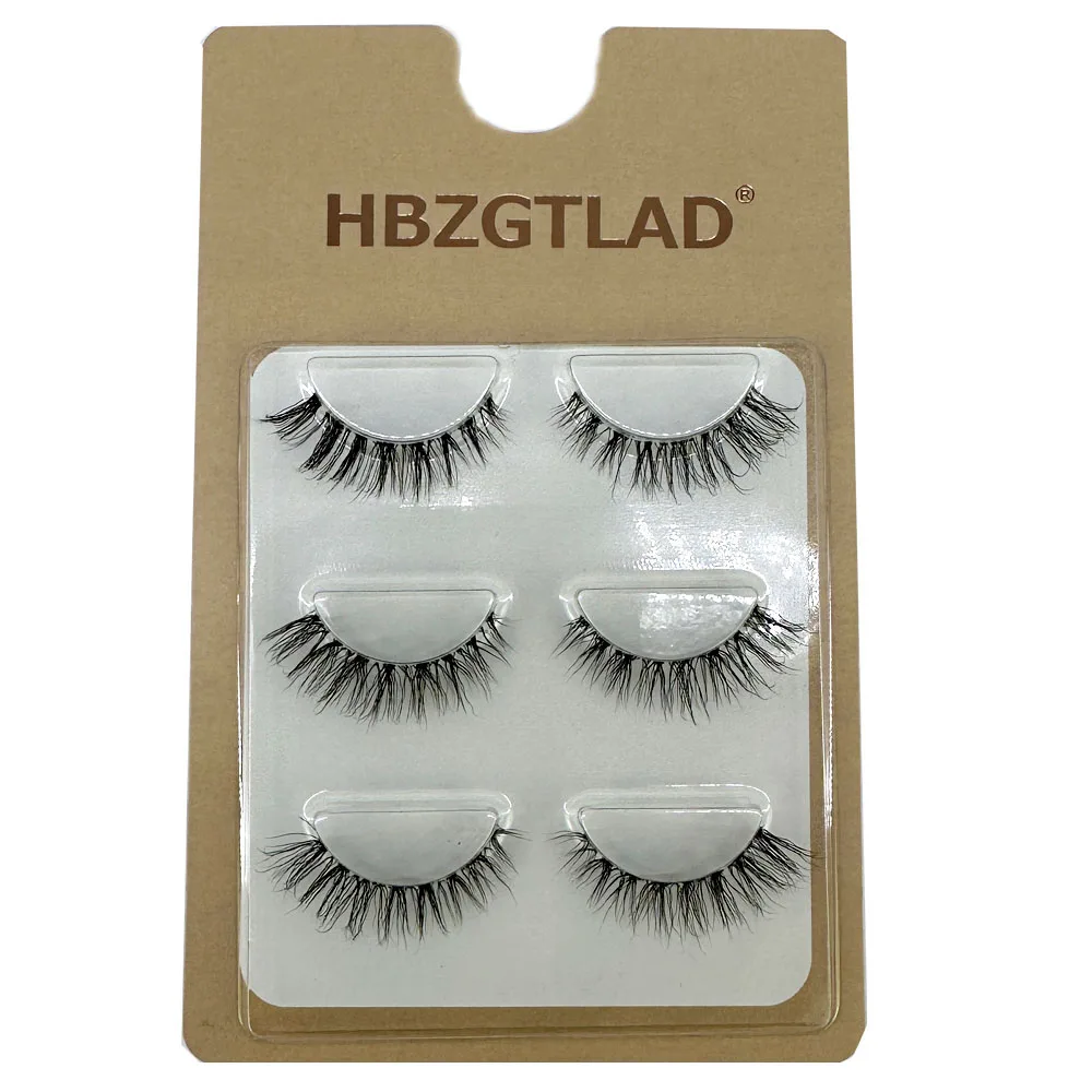 3Pairs 5d Mink Eyelashes Clear Band EyeLashes Crisscross Transparent Band False Eyelashes Handmade Dramatic Lashes Upper Lash