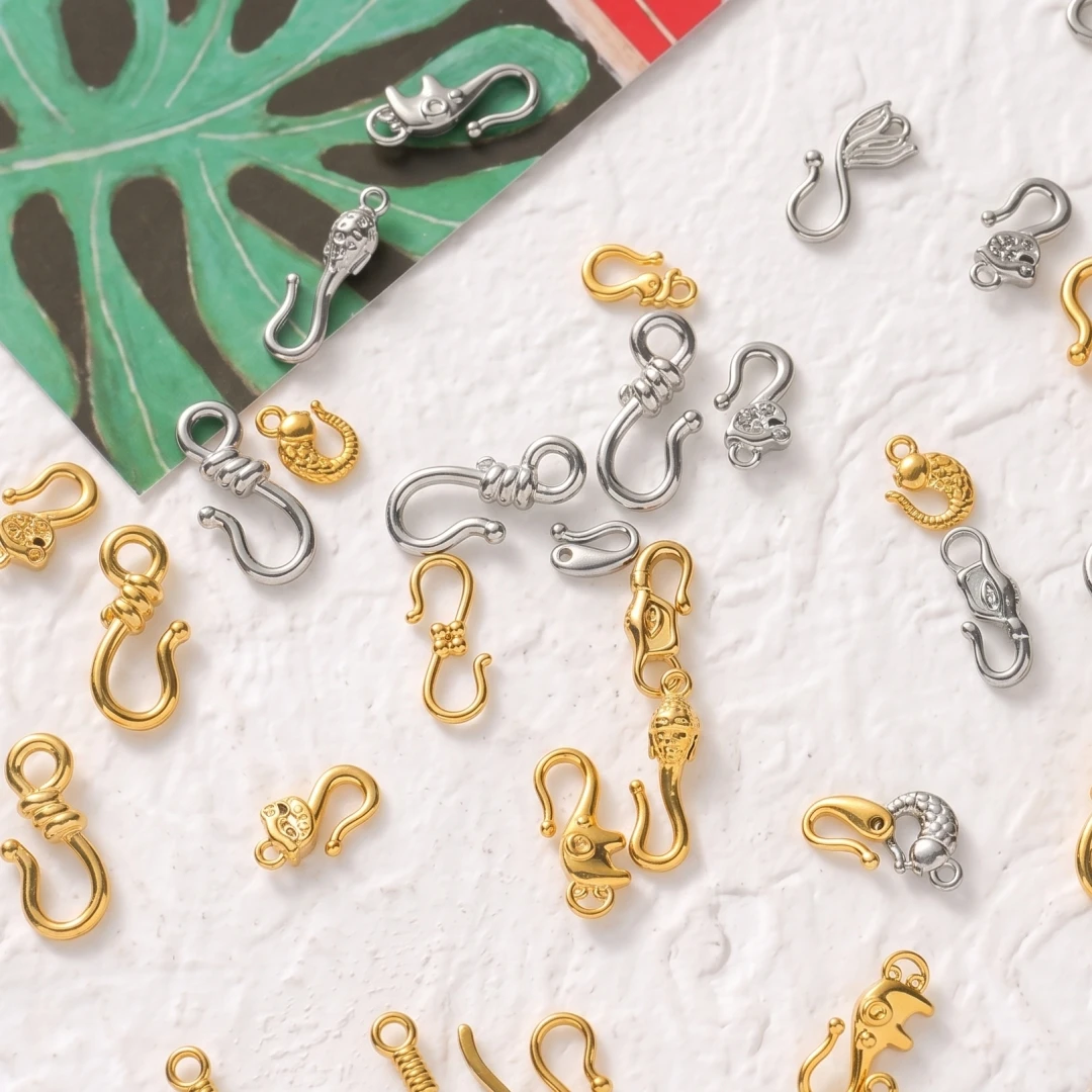5pcs Stainless Steel S Shape Hooks Jewelry Leather Cord Ropes Crimp End Pendant Pinch Clasp Bails Necklace Bracelet Connectors view 6
