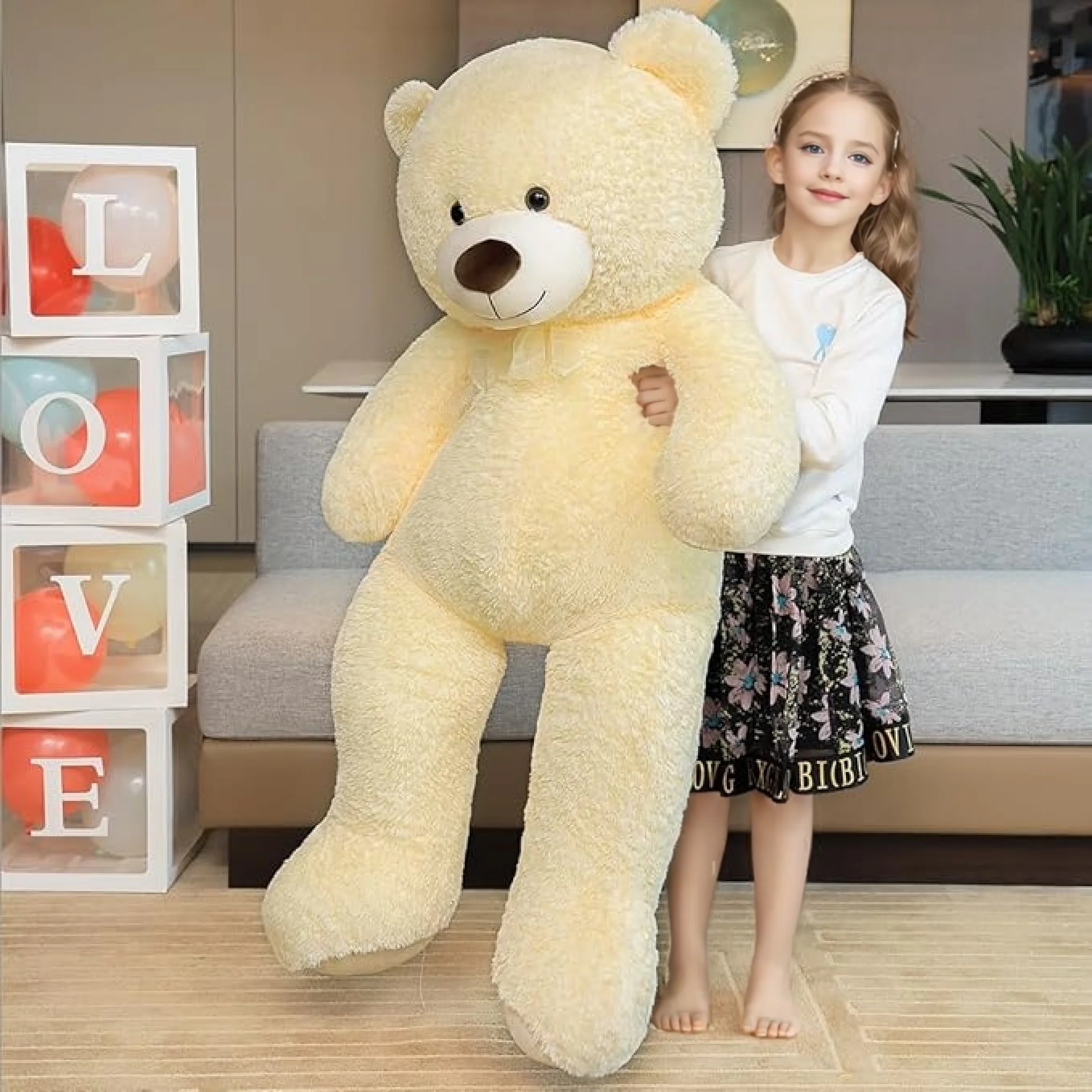 

SNOWOLF Giant Teddy Bear Stuffed Animal 51in Cute Brown/Beige Valentine's Bear for Girlfriend Boyfriend Mom Birthday