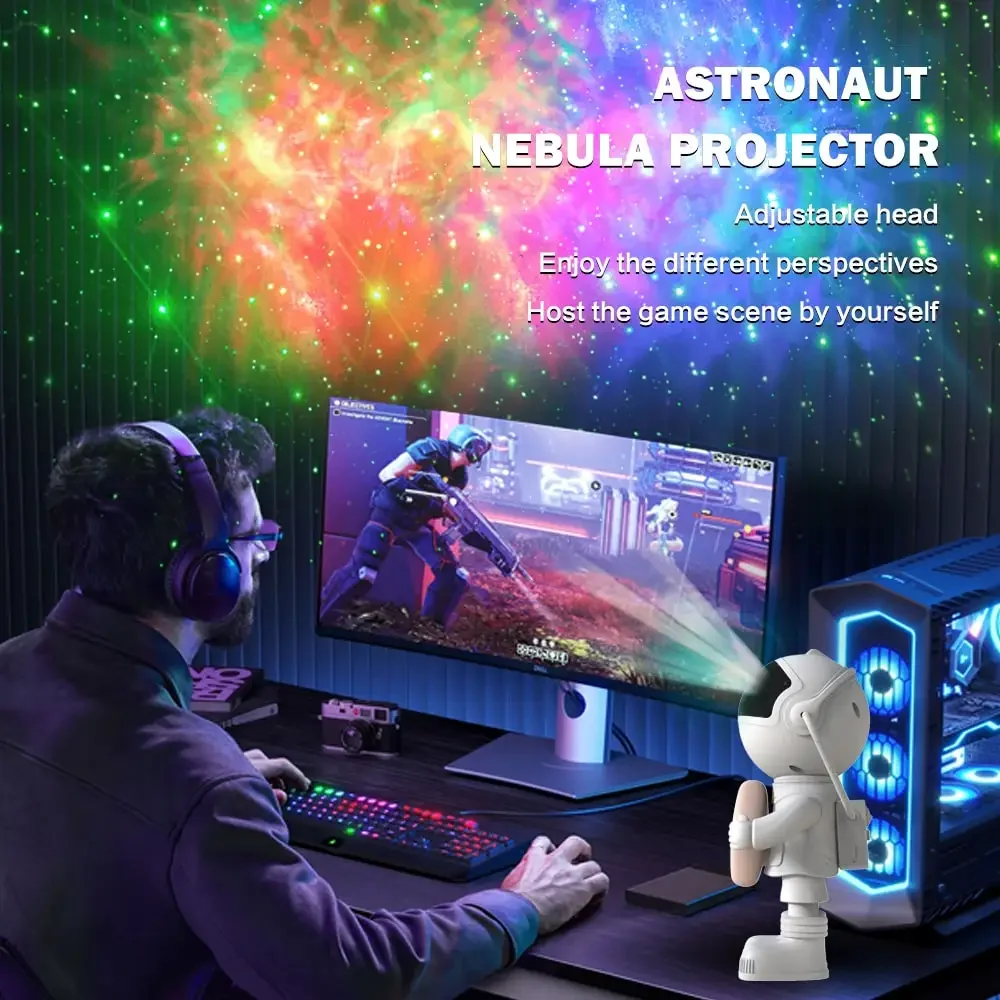 Star Projector Galaxy Night Light Astronaut Nebula Galaxy Space Projector Starry Nebula Gift for Kids Adults for Bedroom