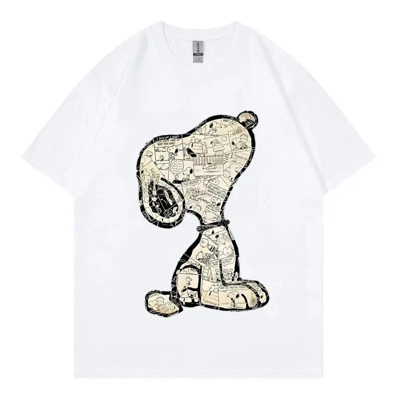 Snoopy Cartoon Anime Women T-shirt Summer Short Sleeve Cotton Men and Kids Tee Shirts Tops 2026 New Fashion Couple Clothing