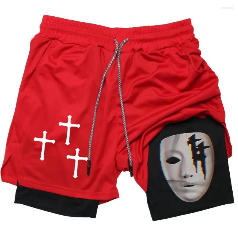 

2025 горячие продажи модных спортивных шорт с принтом аниме в Европе и Америке, эластичные и дышащие шорты для фитнеса