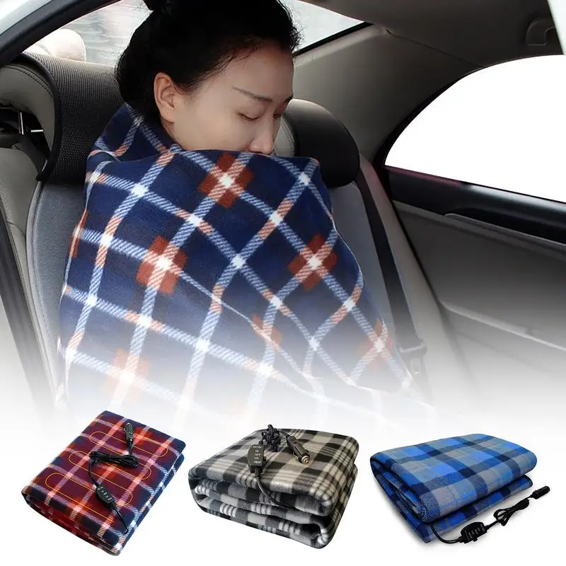 Автомобильное дорожное одеяло с подогревом, электрическое 12-вольтовое портативное автомобильное уличное одеяло с подогревом, машинная стирка, легкое одеяло для кемпинга