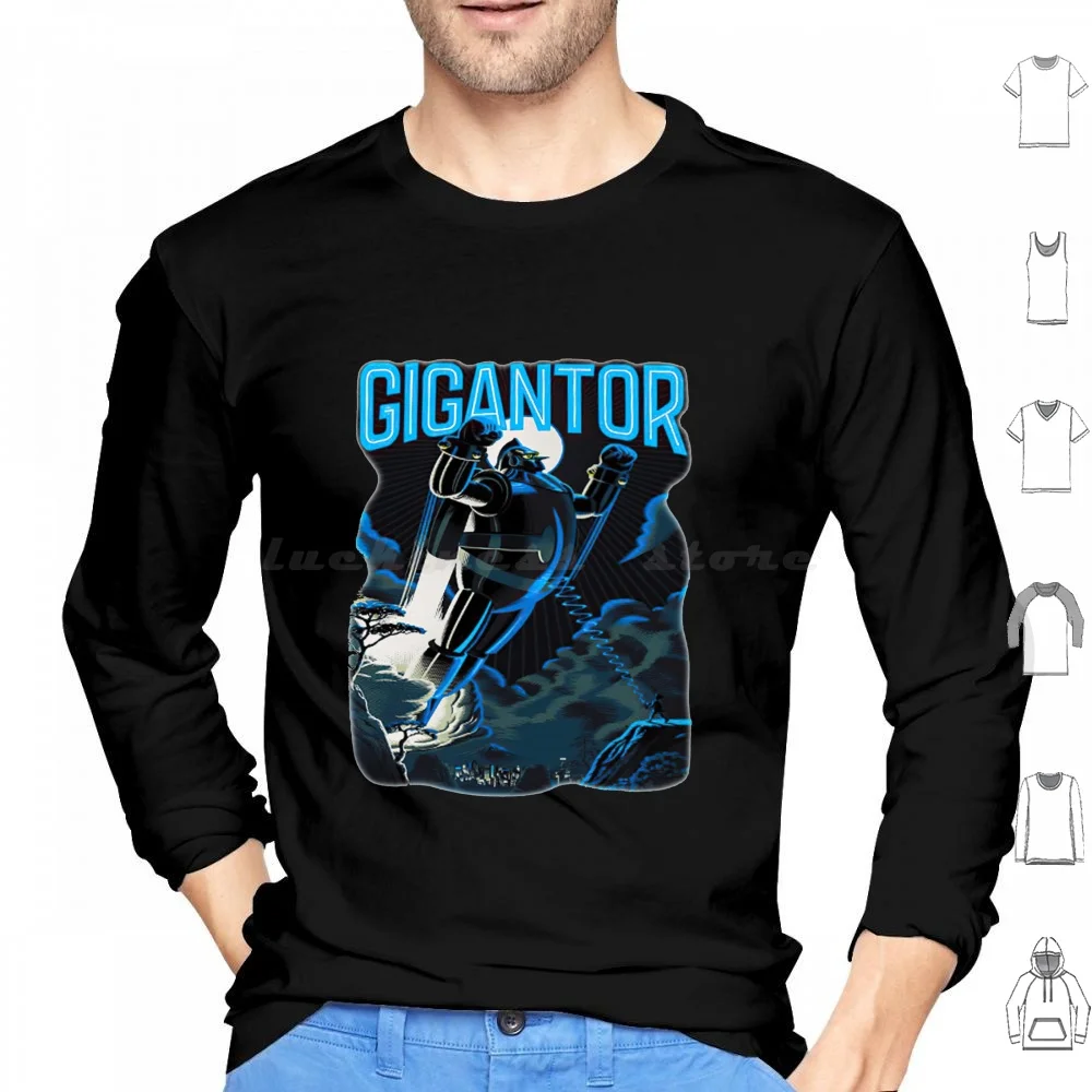 Hoodie cotton Long Sleeve Animation Robot Inspired Blue Gigiantor Cool Robot Inspired Anime Cartoon Mecha Giant Mecha Anime