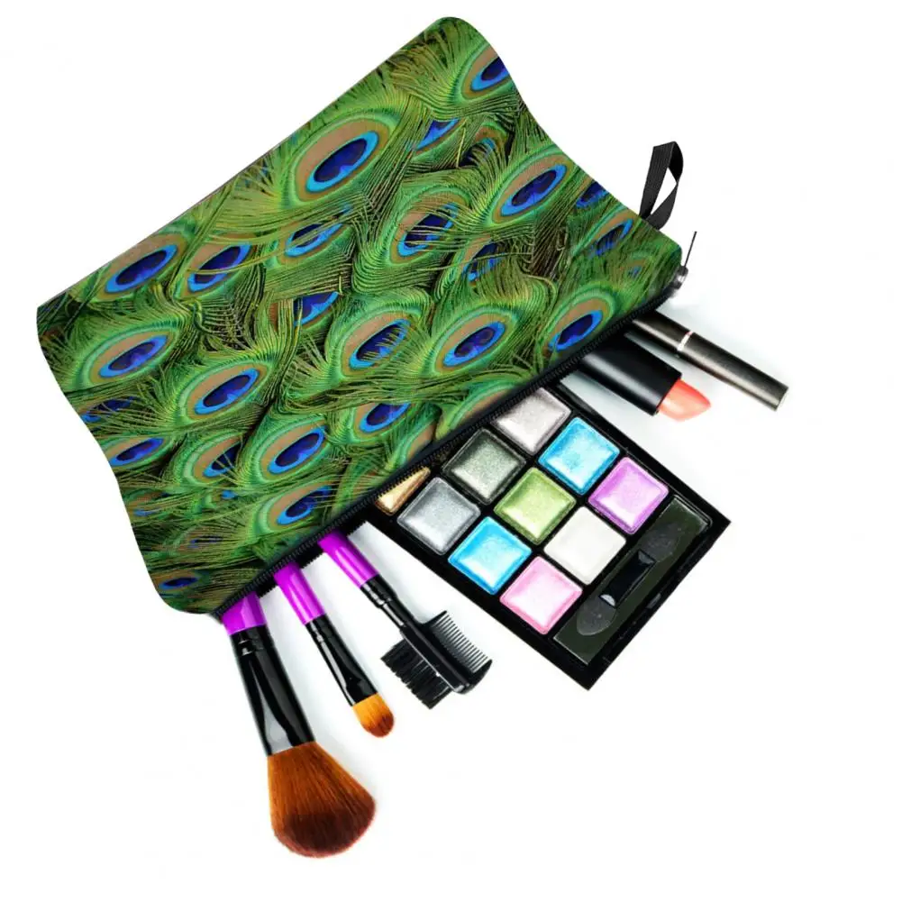 Toiletry Bag Practical Cosmetic Bag Polyester Waterproof  Popular Traditional Peacock Feather Print Travel Makeup Case