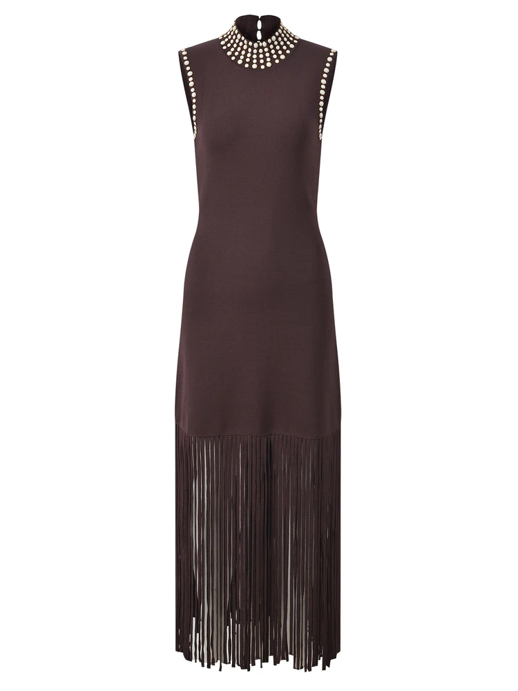 Ele Collo alto Svel con finiture di perle lavorate a maglia di fascia alta Dr da donna in versione H Vestibilità comoda da indossare ogni giorno