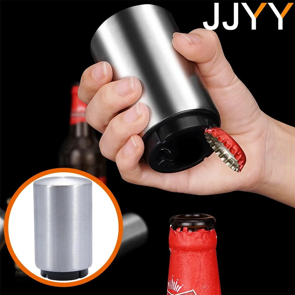 JJYY Stainless Steel Automatic Bottle Opener, Non-marking Press Bottle Opener, Wine Beer Soda Bottle Opener, Kitchen Tool