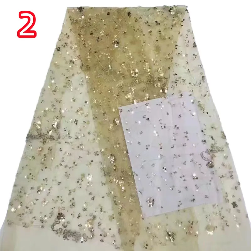 

2023 Hot selling full sequin nail bead mesh lace, vintage exquisite luxury fashion dress fashion embroidered fabric 5 yards