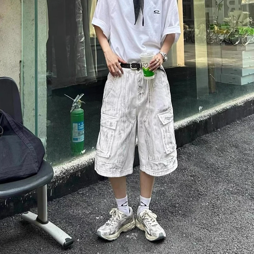 

Summer New Men's Solid Color Multi-Pocket Denim Shorts American Fashion Trend Street Loose Casual Breathable Niche Men's Bottoms