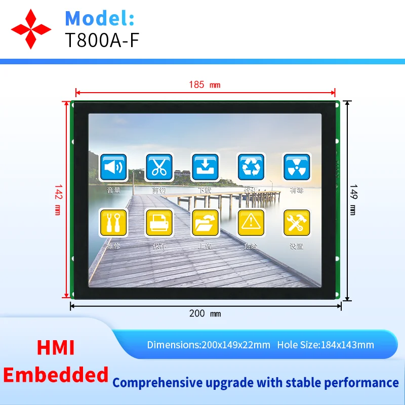 

8" 10" Inch Embedded HMI Touch Screen Panel, Support RS485/232/422 To Connet With PLC, With Download Communication Cable