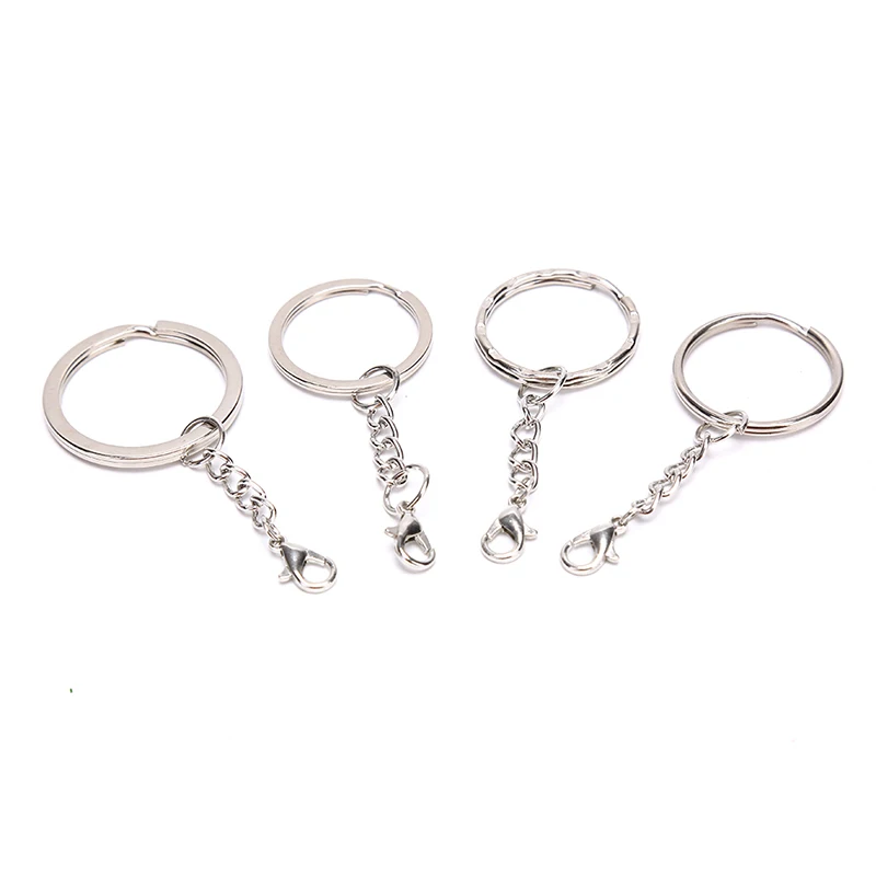 10Pcs/Set Polished Silver Color Key Chains Stainless Alloy Circle 25/30mm Keyrings Jewelry DIY Key Chains Accessories