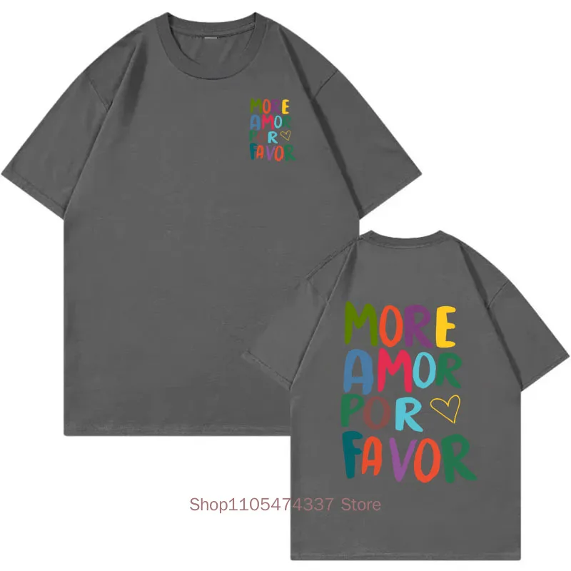 More Amor Por Favor Letter Print T-shirts for Women Summer Casual Fashion Streetwear Loose Tops Crew Neck Short Sleeve T-shirts
