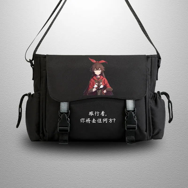 Game Genshin Impact Barbara Gunnhildr Men Women Shoulder Bag Cosplay Cartoon Storage Schoolbag Oxford Cross Body Messenger Bags