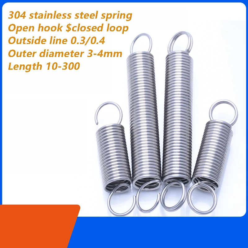 

Stainless Steel Shut up S Hook Tension Spring 0.4 Cylindroid Helical Draught Extension Expansion Tensile Spring Length 15-300mm