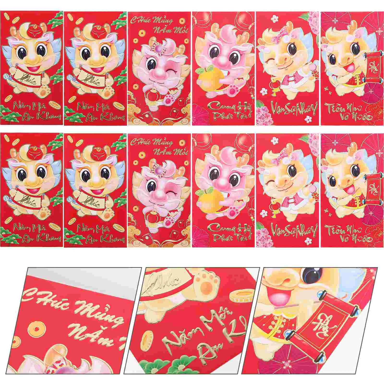 Packet 2024 Spring Festival Red Envelope New Year’s Seal Bag Wallet Prop Paper Gift