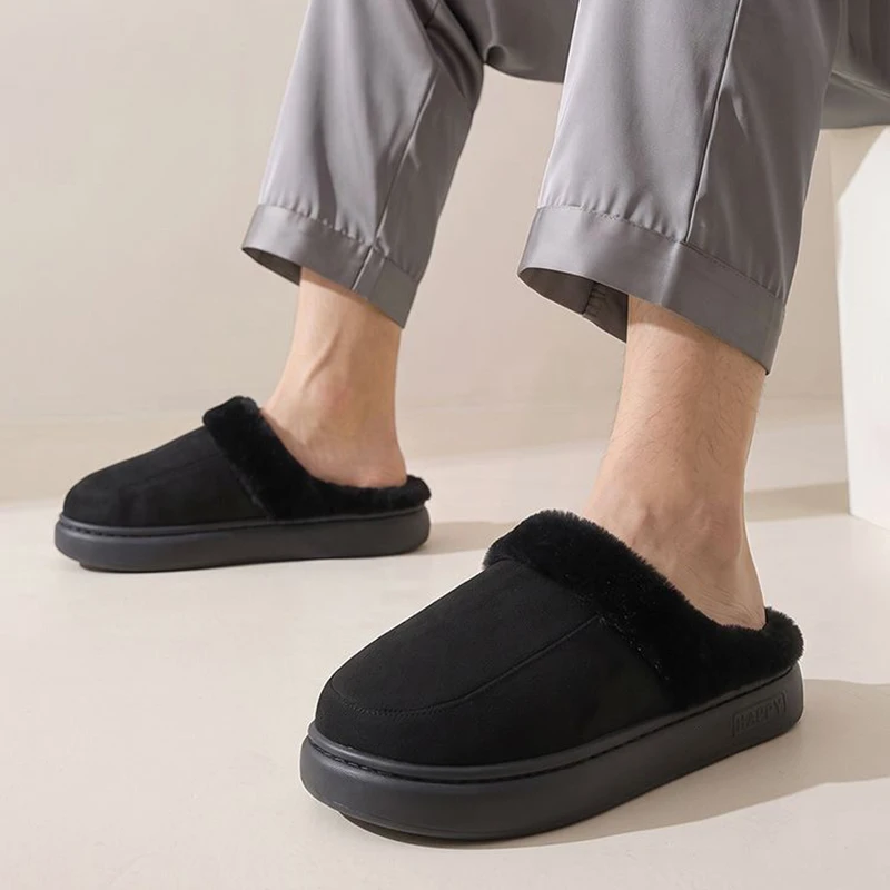 Übergrößen 51 Flauschige Fell-Hausschuhe für Herren Winter 2026 Weiche Wolken-Schuhe mit Dicker Sohle Warme Plüsch-Hausschuhe für Herren – Detail 2