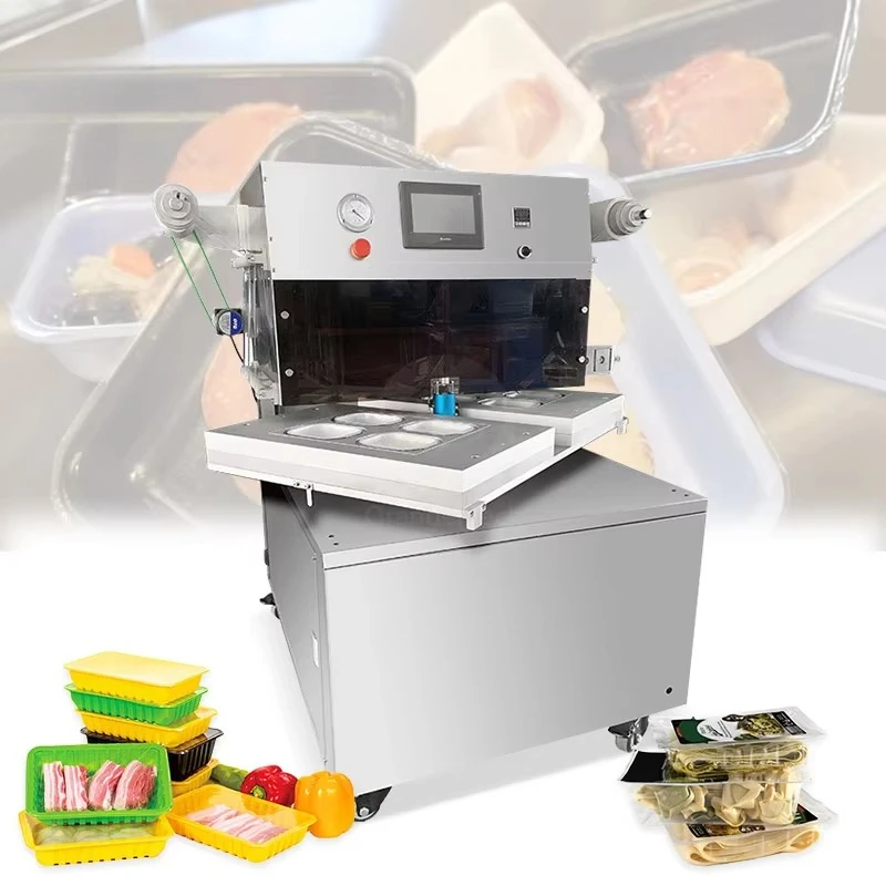 MAP Pack Seal Machine for Salad Skin Tray with Gas Flushing Modified Atmosphere Food Packaging Custom