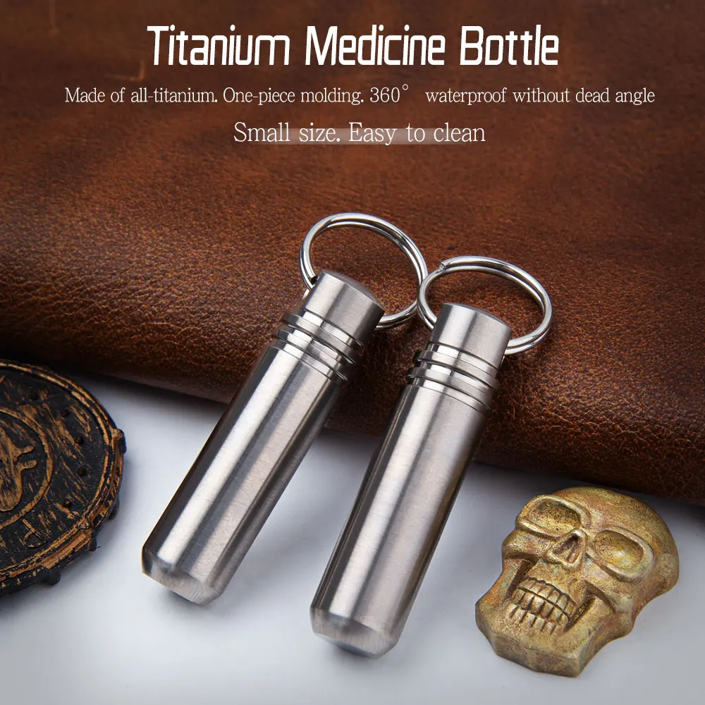 Titanium alloy sealed bottle outdoor waterproof and moisture-proof storage bottle medicine bottle EDC multi-function tool