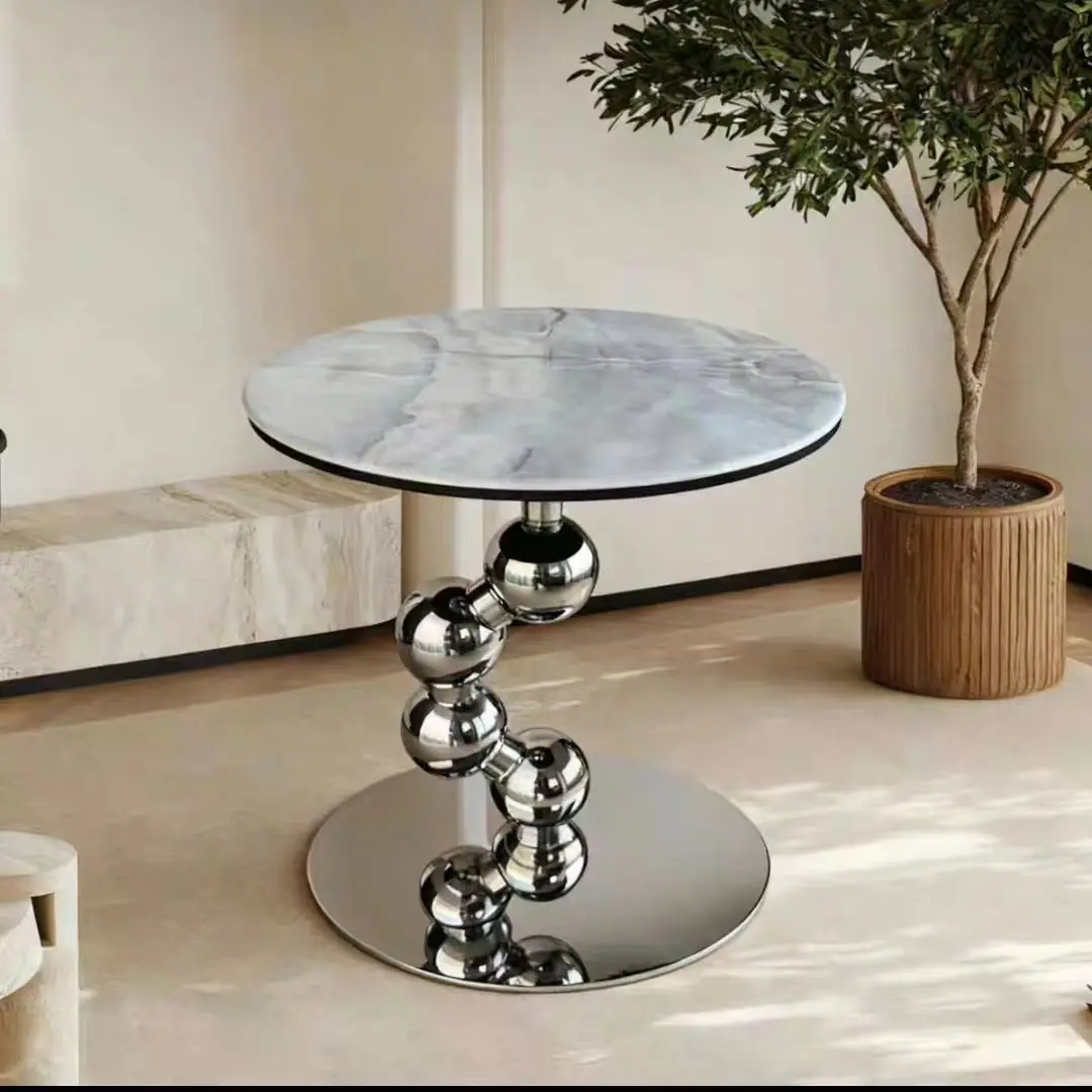 Modern light luxury marble stainless steel edge few designer living room creative special-shaped sofa edge طاولة كونسول