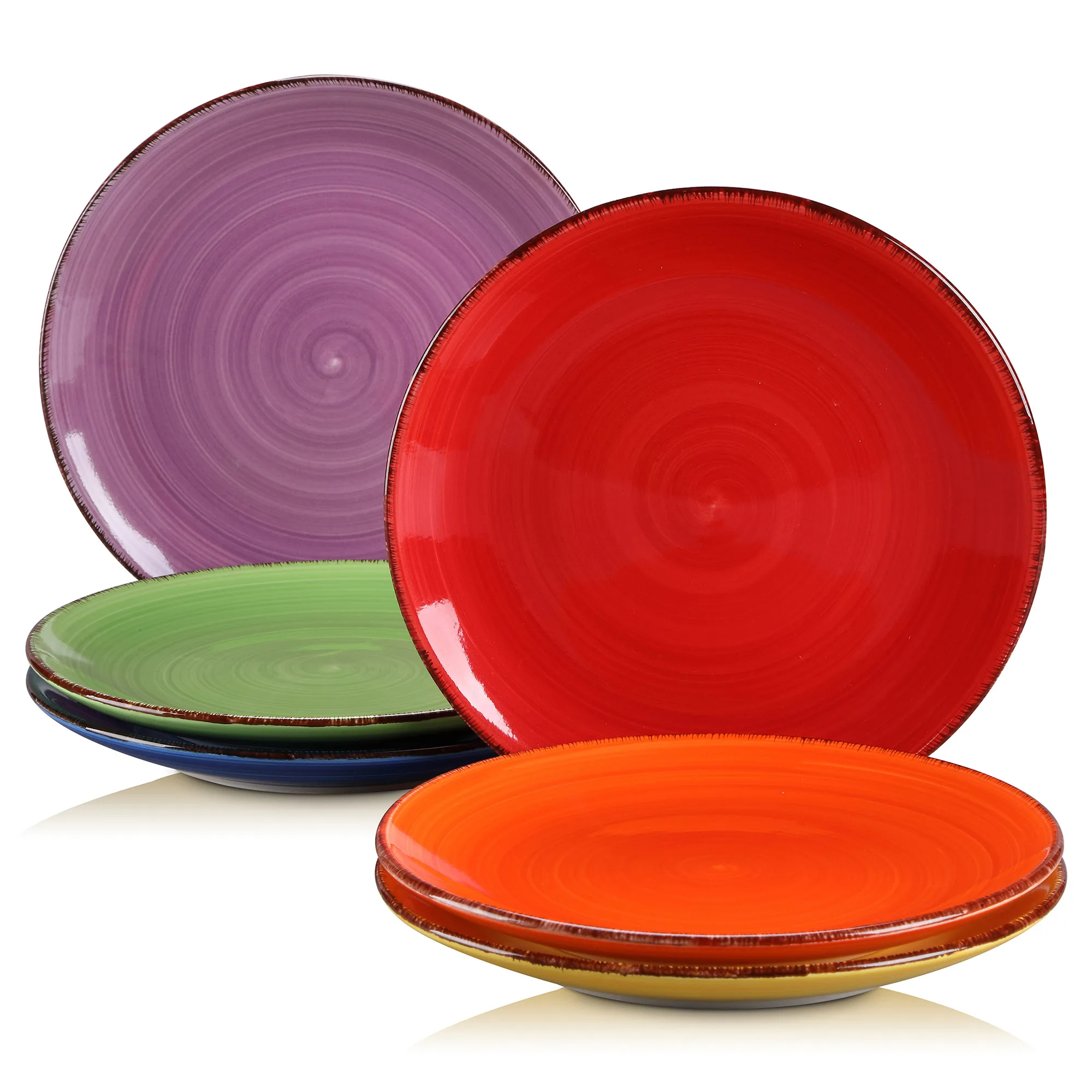 Vancasso Bonita Multicolour Dessert Plate Set of 6 Handpainted Side Plate in Rustic Look Tableware 7.4 inch Salad/Fruit Plate