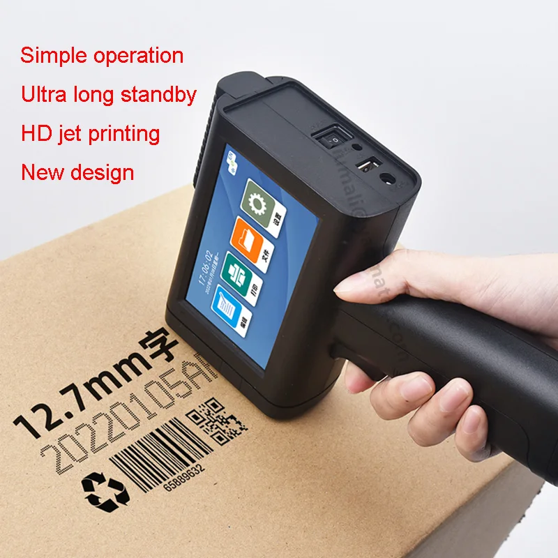 Mini Handheld Inkjet Printer Code Bar Code Production Date Logo Print Machine 12.7mm Printing Multi-lingual