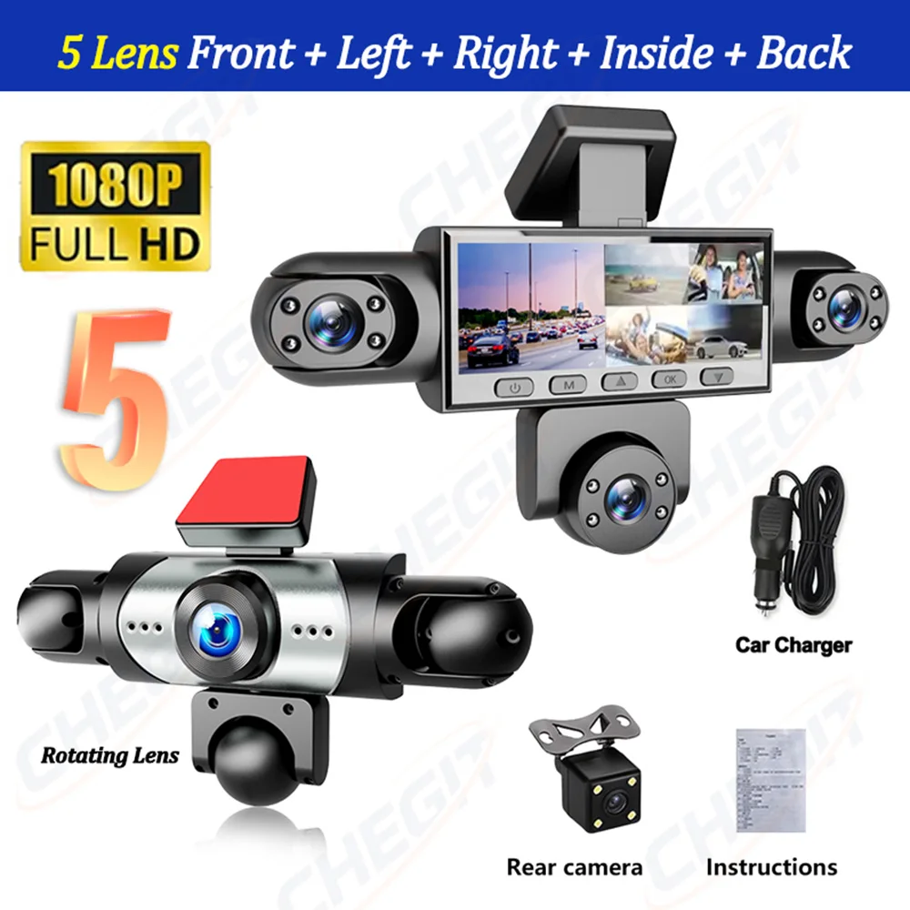 New 5Channel 360 Degree Car Dvr 1080P Video Recorder WiFi APP Dashcam 24h Parking Monitor Rear View Camera Car Recorder image 3