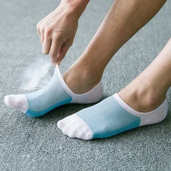 5Pairs/Lot Summer Mesh Breathable Mens Socks Silicone Non-slip Invisible No Show Sock Slippers Men Male Low Cut Ankle Boat Socks