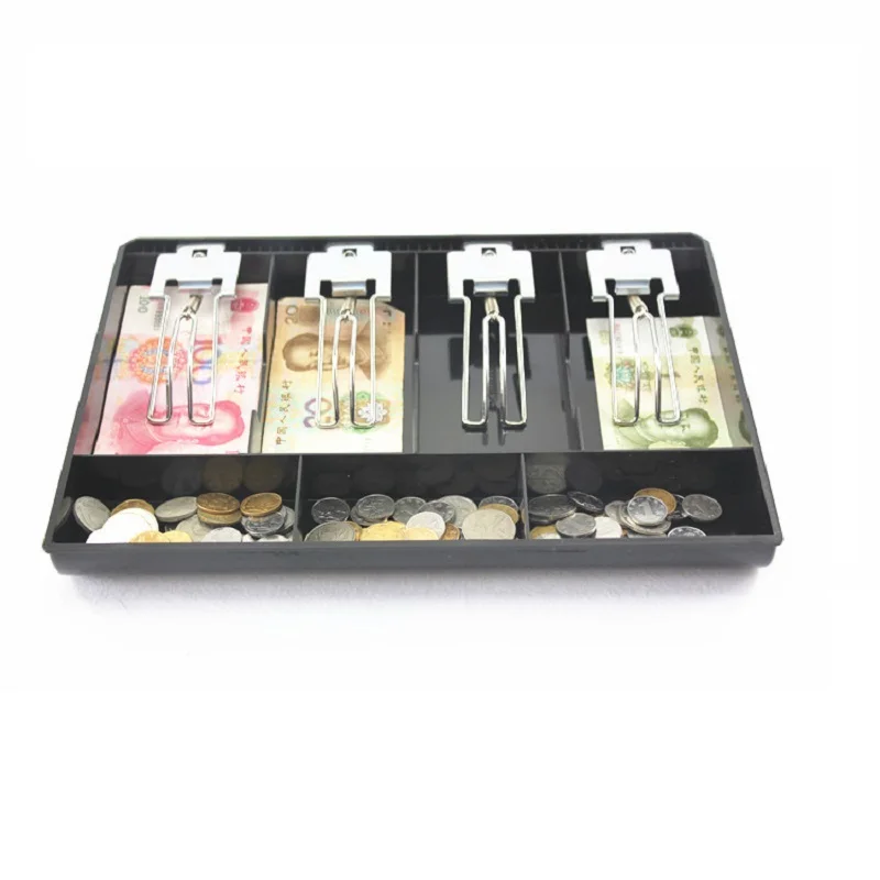 Money Counter case Cash Register Drawer Insert Tray Bill Coin stamp Compartments with Plastic Clip for Money Storage Store