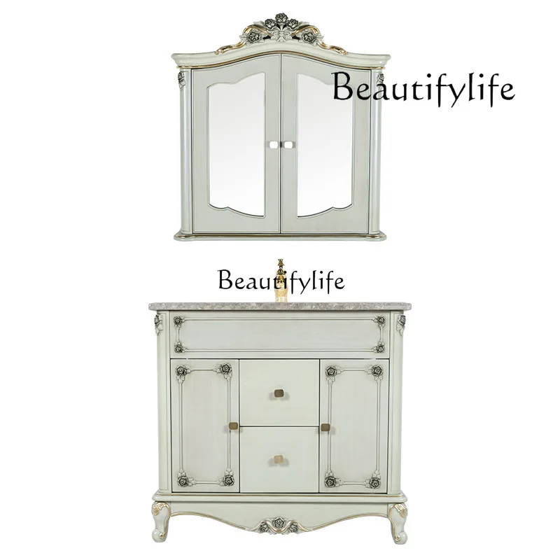 

American light luxury washbasin New European retro washbasin Wash cabinet Washbasin combination