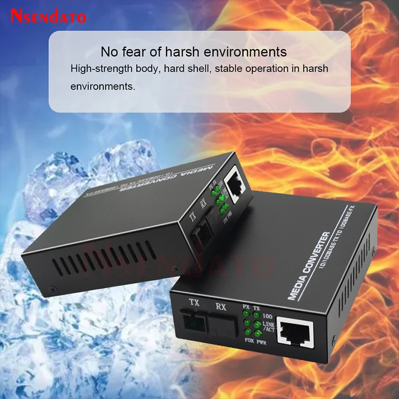 Gigabit Fiber Optical Media Converter 10/100/1000Mbps Single Mode Fiber SC Ethernet Fiber Switch Gigabit with Power Supply