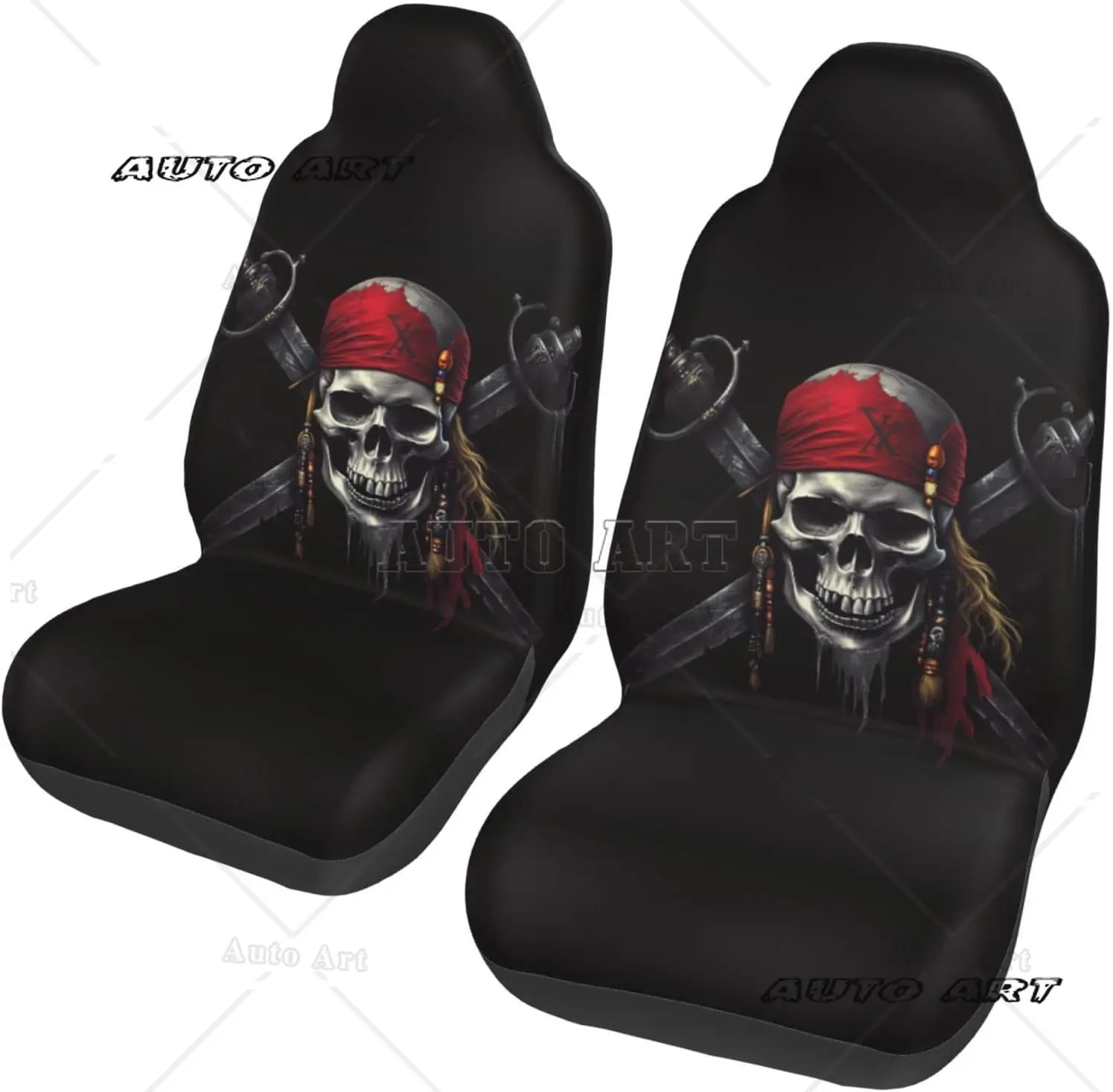 Car Accessories Seat Covers for Vehicle Interior Pirates Skull Flag Front Seats Covers 2 Pieces Car Seat Mat Cover Protector