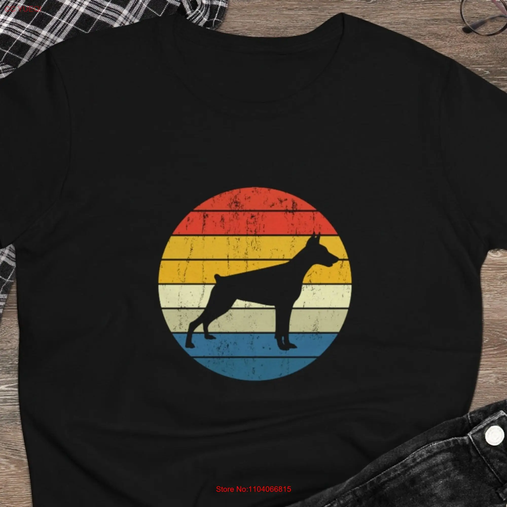 Dobermans Vintage T Shirt Retro Dobermann SunseT Doberman Pinscher Mom Dobie Owner Dad s long or short sleeves