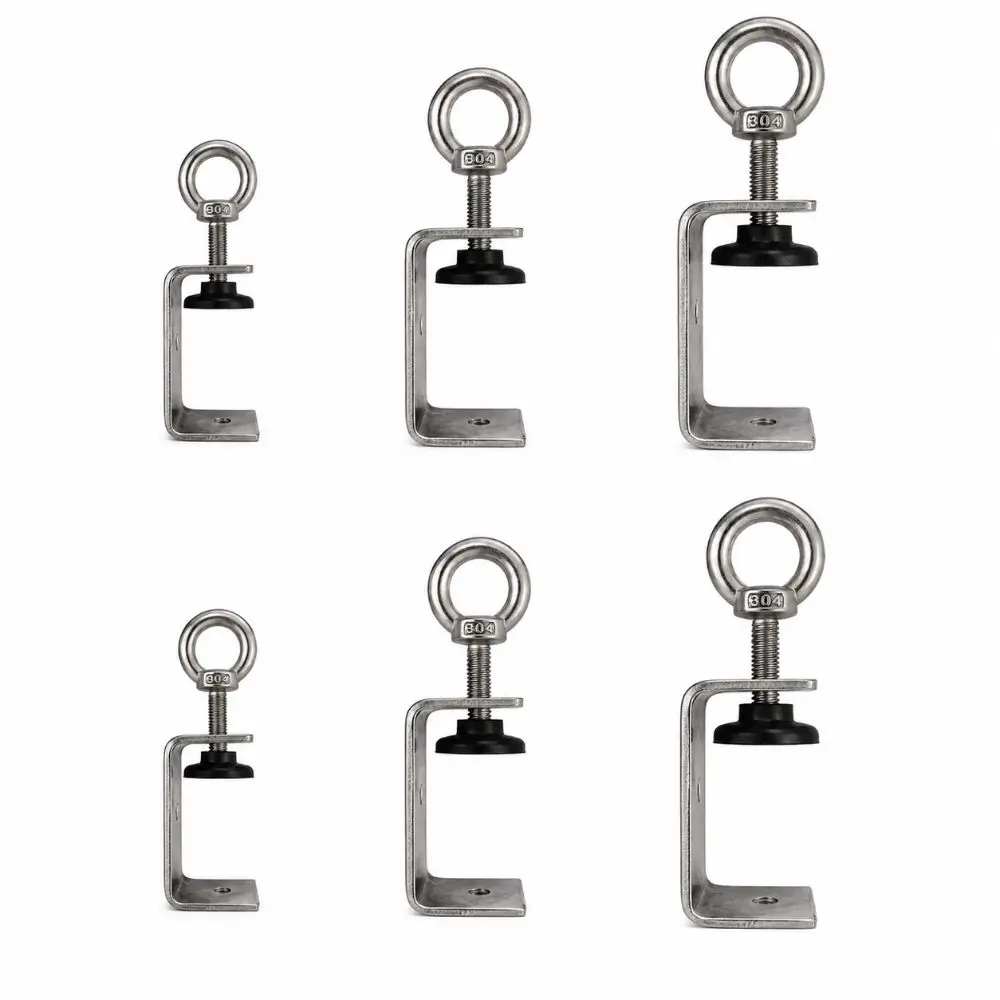 1pc 304 Stainless Steel C-clamp Pull Ring 20-100mm Opening Square Clamp Sturdy Adjustable Fixed Holder Clip Hardware Fasteners